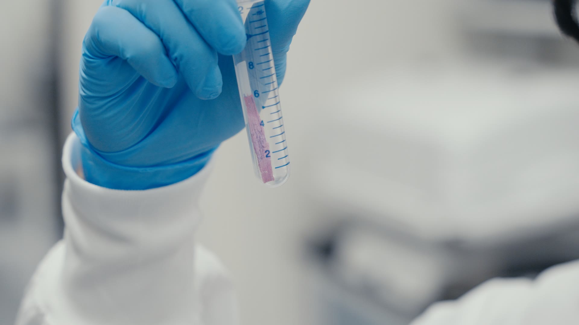 A fibrous engineered tissue sample held in a graduated tube